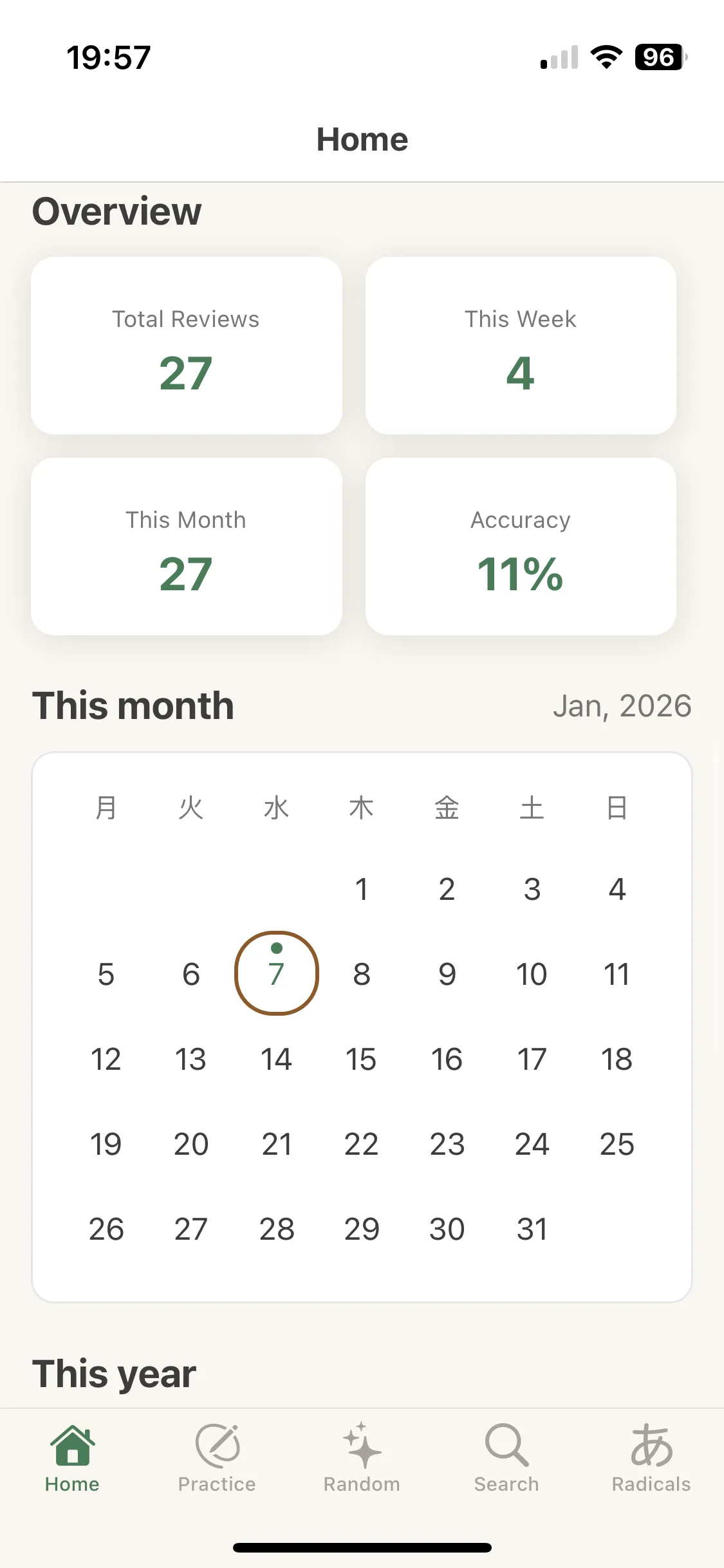 Track progress with stats & calendar